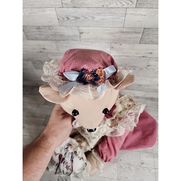 Vintage God Bless Our Home Bunny Rabbit Upright Vacuum Cover w/ Stuffed Heart - Picture 7 of 7